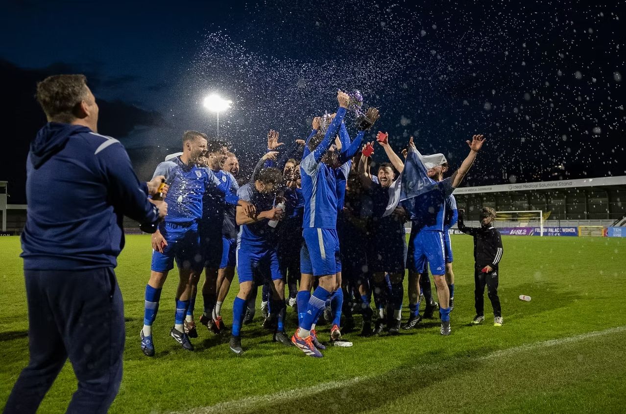 Worcester Park players celebrating winning the 2025/26 league title — photo 8 of 10